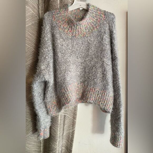 Free People Sweater Women Pullover Gray Preppy Stardust Comfy Holiday Top Sz M - Picture 3 of 12